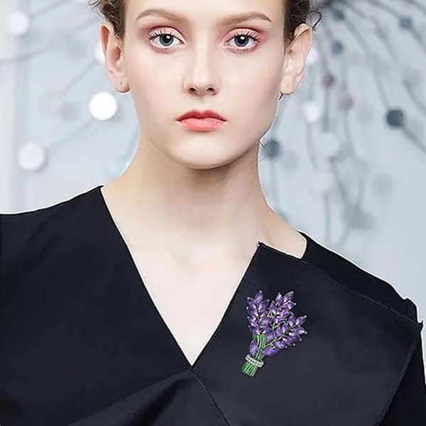 Vacker Kristall Lavendel Blomma Brosch Nål U7C4 purple+green ONE-SIZE