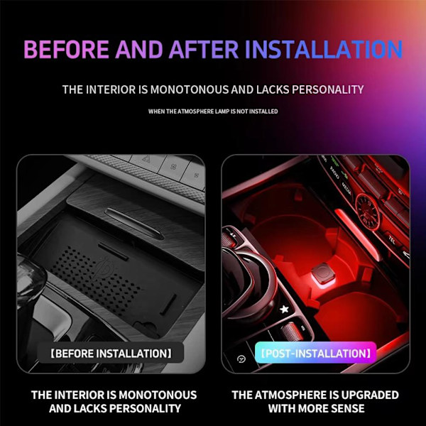 Mini USB Sensor Lampa Bil Interiör LED Ljus Kontroll Atmosfär Ljus- C 1pcs