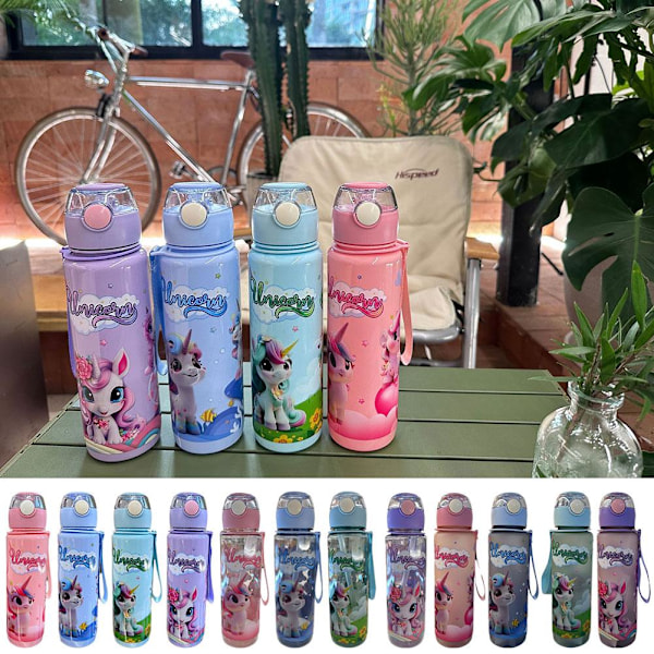 700ml Tecknad Plast Vattenflaska Söt Rymdflaska - Fri Hög Tem Pink 700ml
