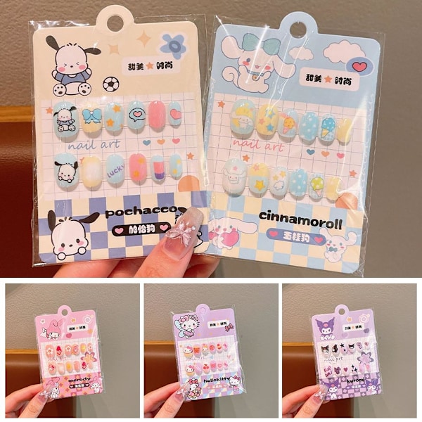 Söta Tecknade Nagelstickers Kuromi Melody Kitty Falska Naglar Stickers 3# 12pcs