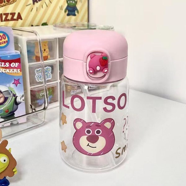 400ml Söt Treögd Pojke Vattenkopp För Kvinnor, Snygg Sugrörskopp, Jordgubbsbjörn För V0B0 pink 400ml