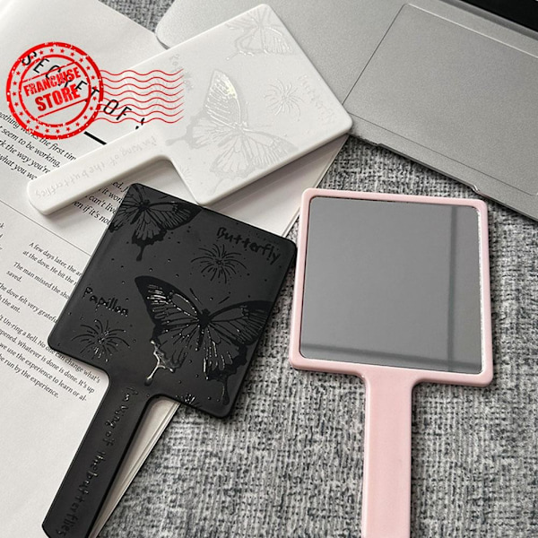 Handspegel Enkel Fjäril Handhållen Spegel Sminkspegel Skönhet C9q4 pink One size