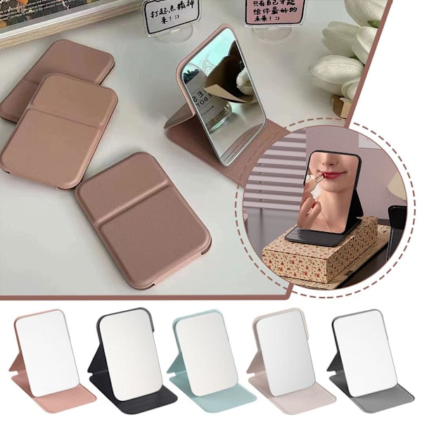 Vikbart Sminkspegel Rektangulär Toalettbord Kosmetisk Spegel Fyrkantig Enkelsidig Spegel Med Ställ F0g0 Pink 10.8*7cm