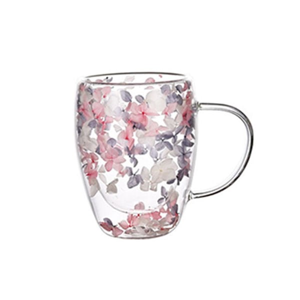 Dubbelväggig Glasmugg Torkad Blomma Fyllning Kvicksandsmugg Dricksvattenglas Muggar C 350ML