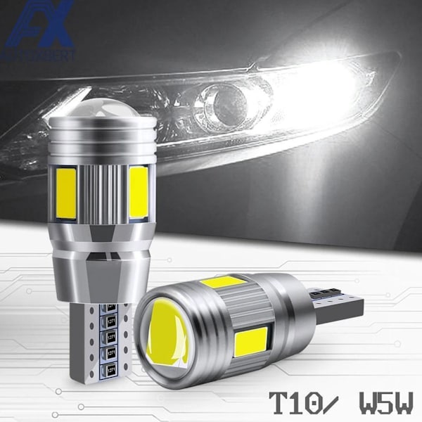 T10 LED 6SMD 5630 Super Bright W5W 194 168 2825 Bil Sido Backup Lampor J2L3-AU-