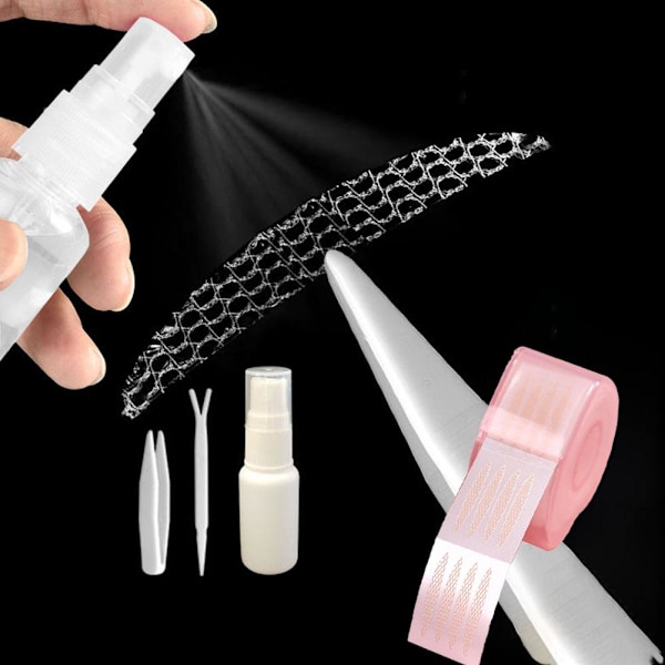Mesh Beauty Patch Osynlig Andningsbar Naturlig Spets Ögonlock Fri Dubbel Icke Reflekterande Y6 L Bag+clip+spray bottle