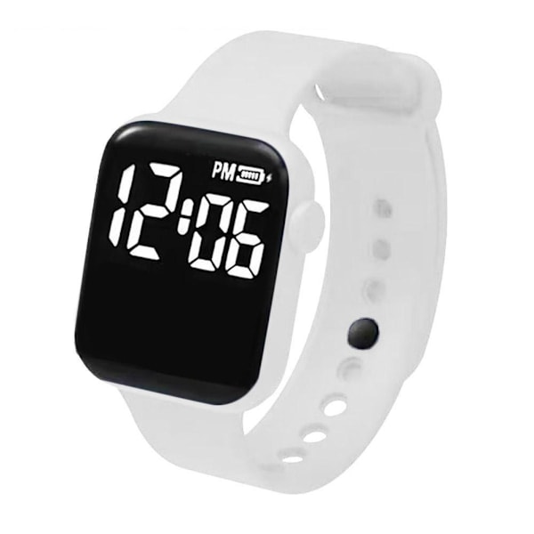 LED Elektronisk Klocka Mode Regnbåge Fyrkantig Silikonklocka Studentarmband Fitness Mode J5O4 White One size