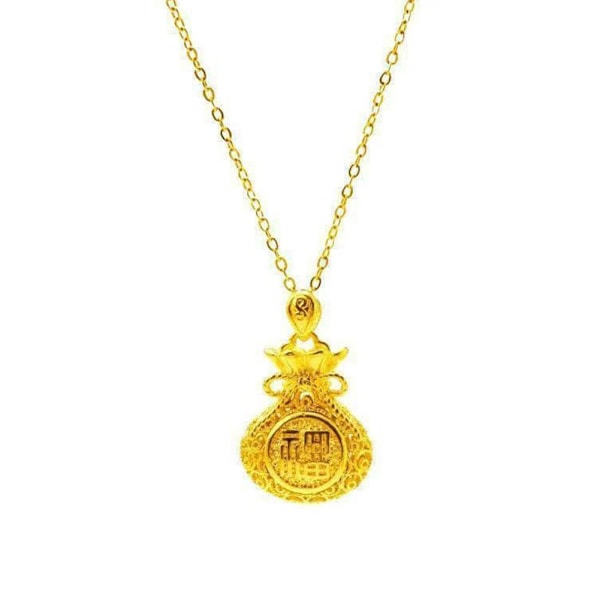 Gyllene Lyckopåsar Lyckoamulett Hängsmycke Halsband Män eller Kvinnor GXM