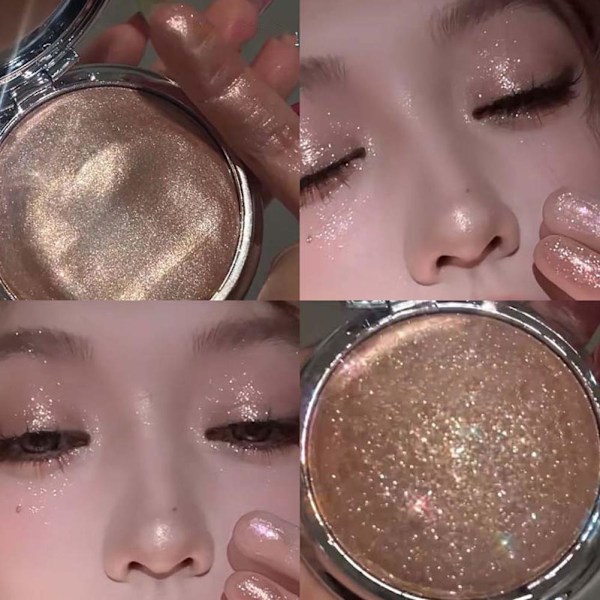 Ansiktskontur Puder Palett Shimmer Highlighter Skimmer Puder Smink Ny E7 02 # Champagne Golden 10g