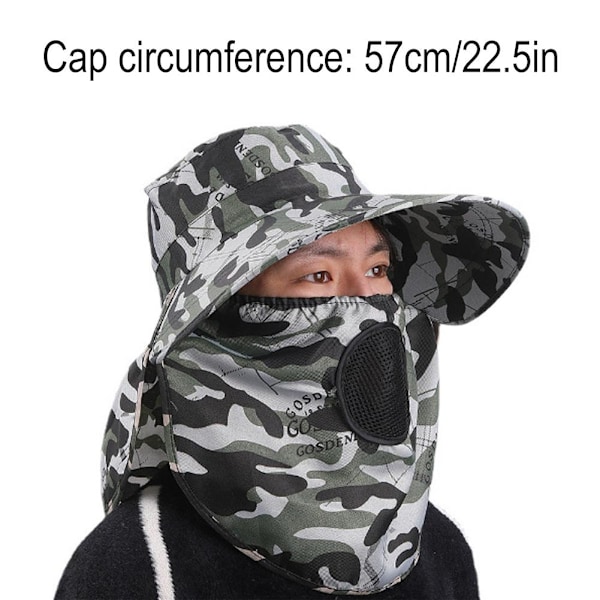 Anti-UV Arbetshatt Värme Frontskydd Ansikte Arméhatt Hel Hatt Utomhus Vandringshatt B4I6 C 1size