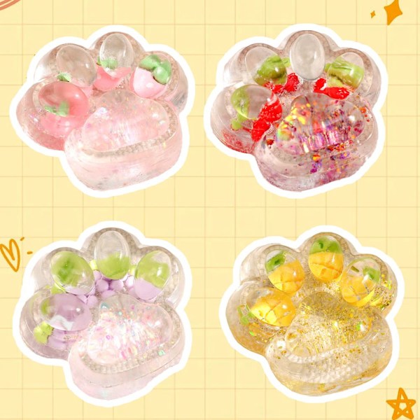 Kattfot Klämleksaker, Kattfot Kläm Silikonleksak, Taba Squish strawberry 1pcs