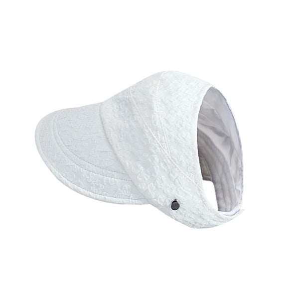 Sommar Dam Hinkhatt UV-skydd Bred Brim Strand Solhattar Tomma Toppar A5 white one-size