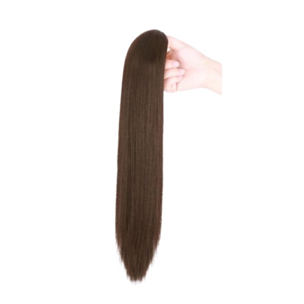 40/50cm Lång Rak Ponytail Klo Klämma i Hårdelar Peruk Kvinnor dark brown 40cm