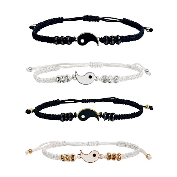 Tai Chi Flätat Armband Par Snöre Handvävt Handrep O7b3 sliver white onesize