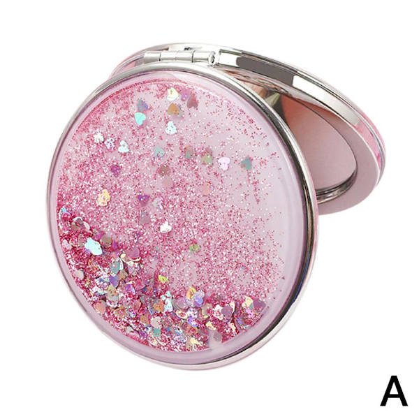 Förstorande Compact Travel Handheld Makeup Mirror Folding Cosmeti pink  round 