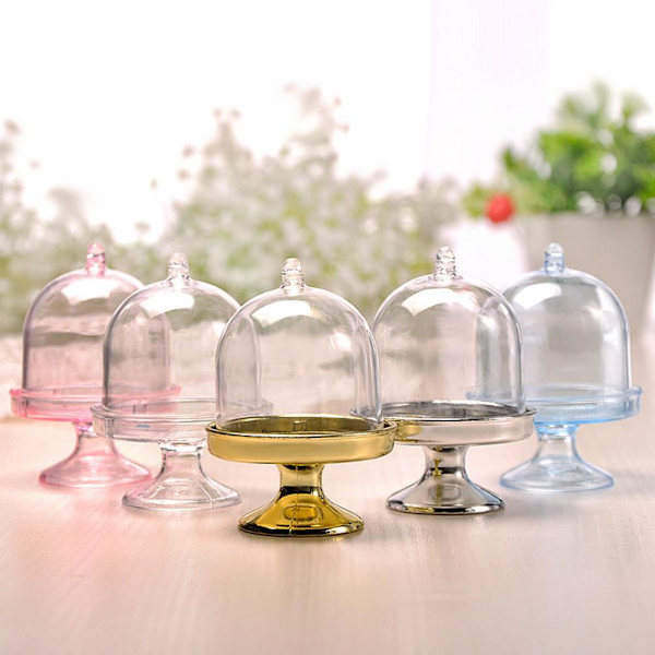 Mini Cake Stand Cupcake Box Plast Candy Box Party Favor Gifts silver one-size 10pcs