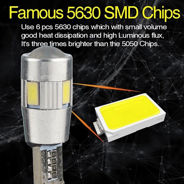 T10 LED 6SMD 5630 Super Bright W5W 194 168 2825 Bil Sido Backup Lampor J2L3-AU-