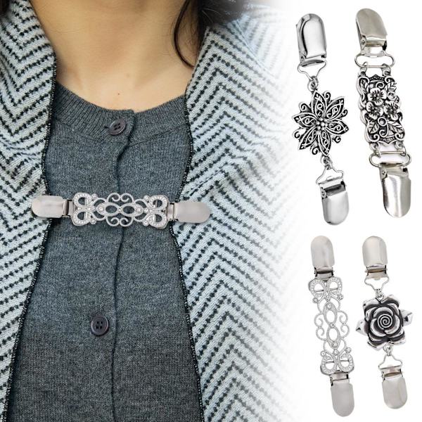 Perfekt Retro Kofta Clip Tröja Clip Kvinnor Filigran Rygg Clip Sjal Cinch Klänningar Y9j7 style3 One size