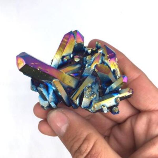 Regnbåge Aura Titanium Kvarts Kristallkluster Exemplar Healing Stone Gifts.UK