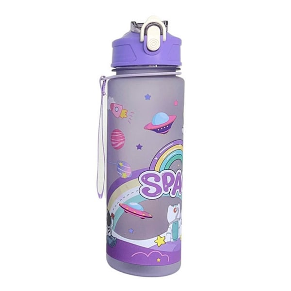 Sommar Tecknad Astronaut Frostat Vattenflaska Studsande Lock Sugrörskopp, 800ml I5 purple 800ml