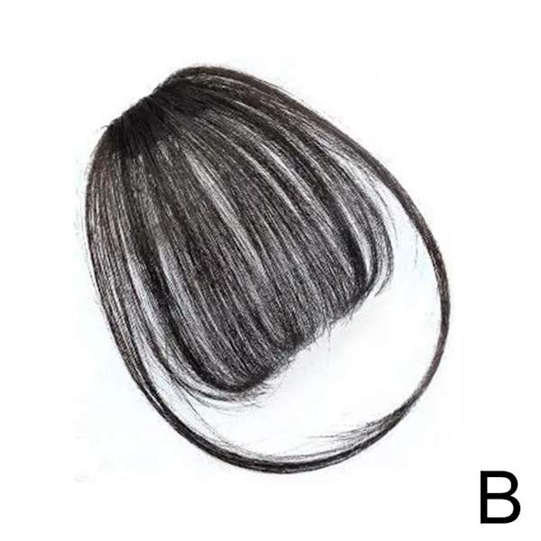 Naturliga franslugg-hårtillägg i en del, äkta hår black brown With sideburns