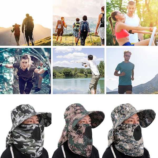 Anti-UV Arbetshatt Värme Frontskydd Ansikte Arméhatt Hel Hatt Utomhus Vandringshatt B4I6 C 1size