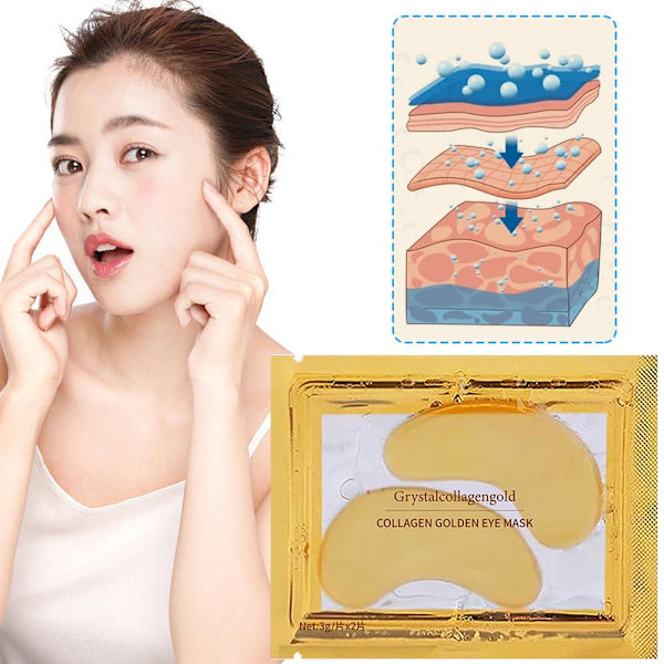 Kristall 24k Guld Pulver Gel Kollagen Ögonmask Anti Rynkor Fläckar Het J7 P U4E5