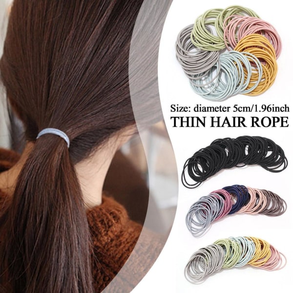 Hög elastisk gummiband hårsnöre färg tjej hästsvanshållare black one-size