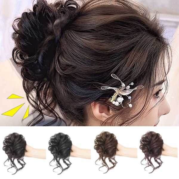 Lädermodell Perukring Högtemperaturtråd Rufsigt Cocktail Lång  Light Brown 1pcs