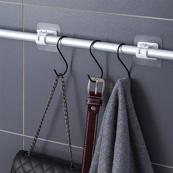 Självhäftande Gardinstång Väggfästen Krokar Justerbar Handdukshållare Badrum Hemfixering P9g2 white 2pcs