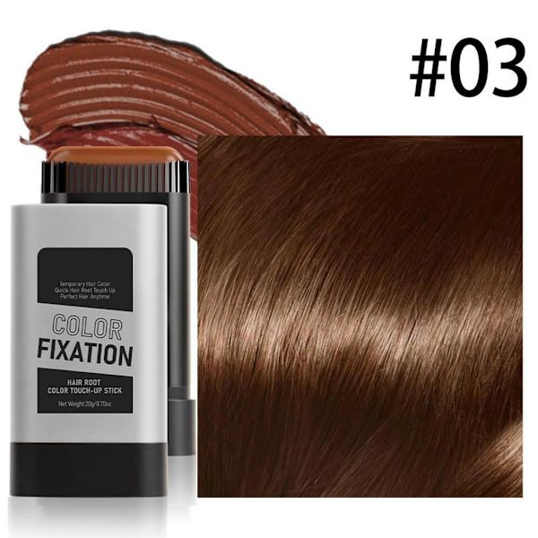 Långvarig hårfärgstift med inbyggd kam för att bättra på hårfärgen vid rötterna GX Brown 20g