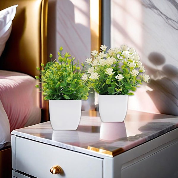 Konstgjorda blommor Fembladiga plommon Små krukväxter Kan Pla Pure eucalyptus Black basin
