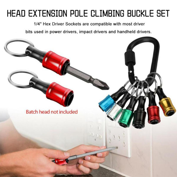 6 st 1/4\" Hex Shank Snabbkoppling Nyckelring Skruvmejsel Bits Verktyg. G4I9 Color+Black one