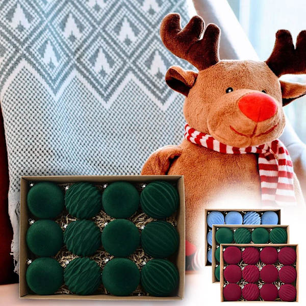 1 set Julgranskulor Hängande Sammetshängen Kulor Flockningskulor Dekor Ny Green 1pcs