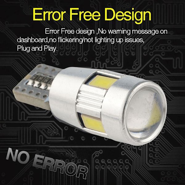 T10 LED 6SMD 5630 Super Bright W5W 194 168 2825 Bil Sido Backup Lampor J2L3-AU-