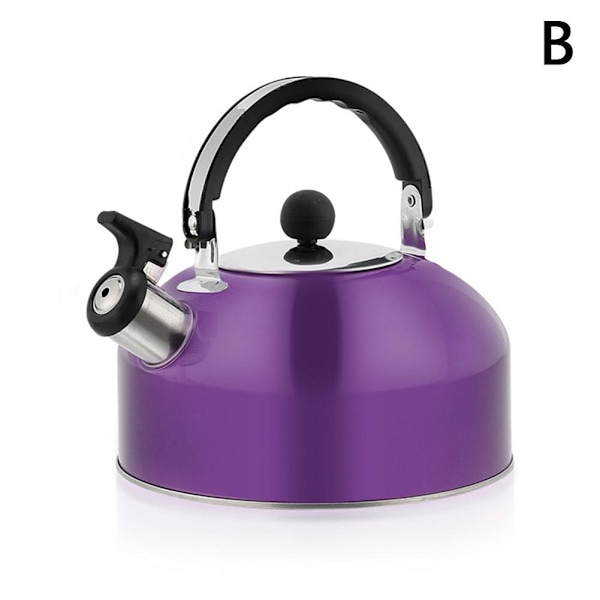 Visslande vattenkokare i rostfritt stål, campingvattenkokare för gasspis och induktionshäll UKS purple 1PCS