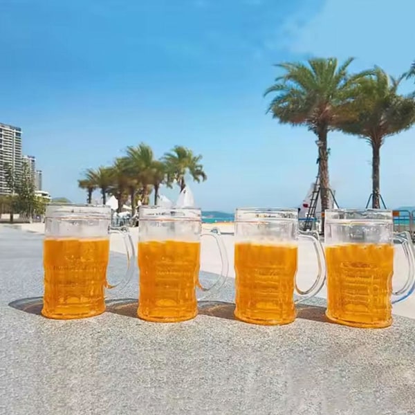 Fejk Ölglas, 400ml Dubbla Lager Rolig Ölsejdel, Fejk Dubbel Fejk Öl Mugg med Mellanvåning, Rolig Ölmugg med Handtag, Läcksäker I