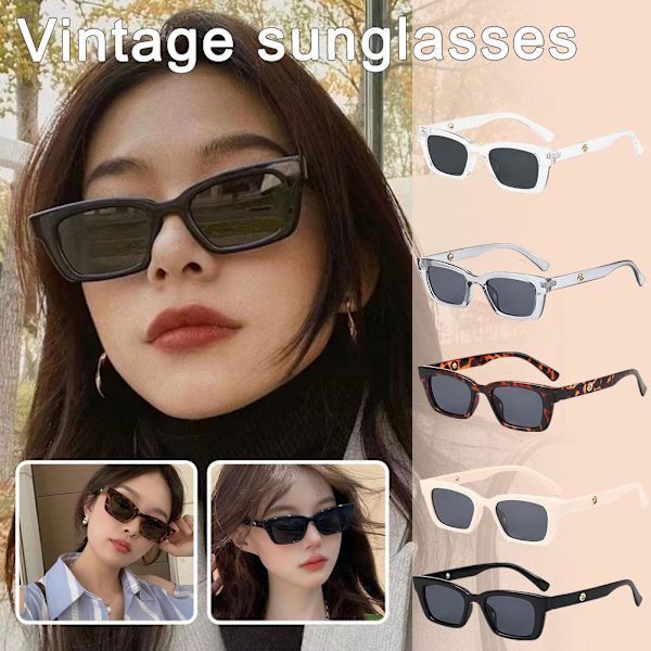 Koreansk Version Retro Fyrkantiga Små Solglasögon K5m8 black one-size