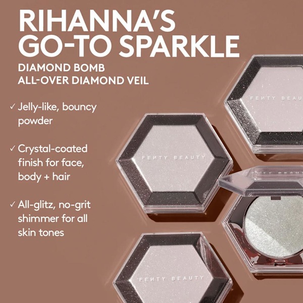 Fenty/Beauty Glitter Pearlescent Highlight Powder Utslätande Highlighter Ansiktsmakeup Kosmetika
