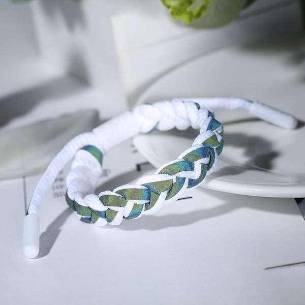 Flätat pararmband reflekterande färgskiftande armband för män kvinnor födelsedagspresent S4 Black One size