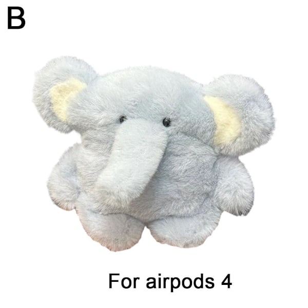 3D Söt Plysch Elefant Plysch Hörlursfodral Skydd Laddare Bofor A elephantB for airpods 4