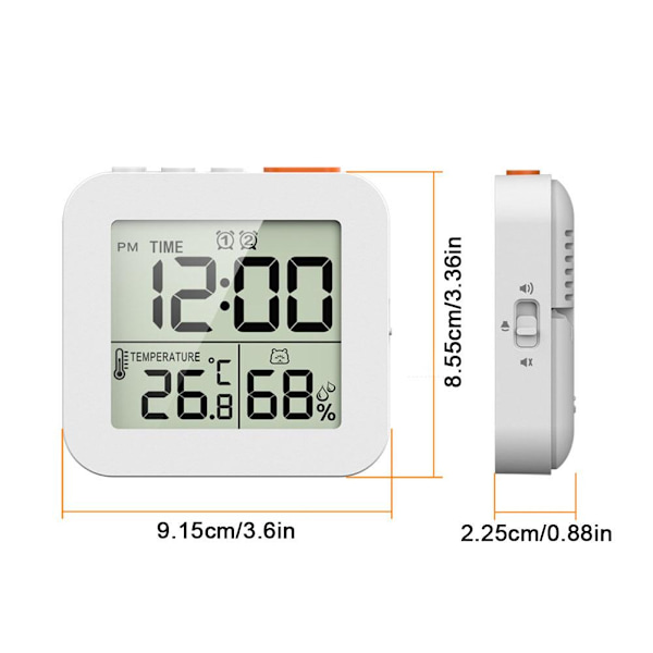 Digital Duschklocka med Alarm Termometer Hygrometer Klocka Vägg N1Y1 Black 1pcs
