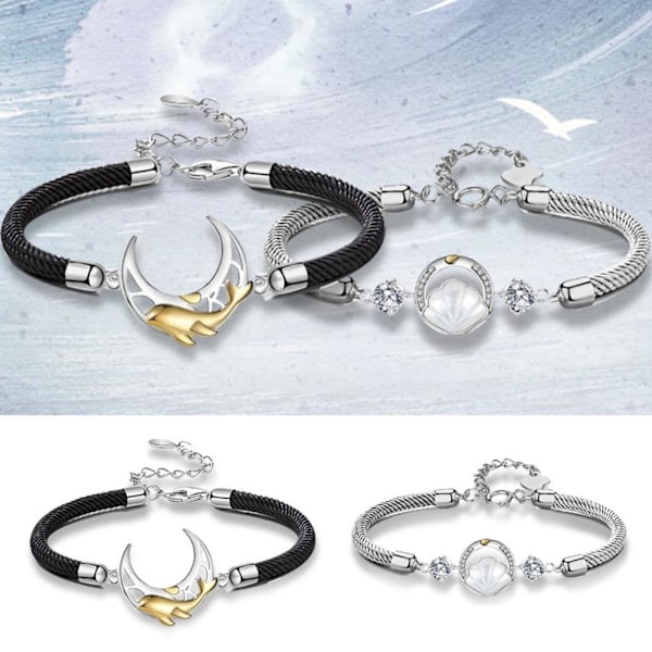 1/2x Snäcka Val Månform Armband Flätat Rep Pararmband Älskare Armringar Resten Av Livet J6K2 sliver3 onesize