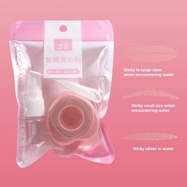 Mesh Beauty Patch Osynlig Andningsbar Naturlig Spets Ögonlock Fri Dubbel Icke Reflekterande Y6 L Bag+clip+spray bottle