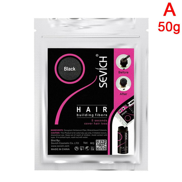 50g/100g Hårbyggande Fibrer Refill Påse Hår Växtfiber Svart Black 50g