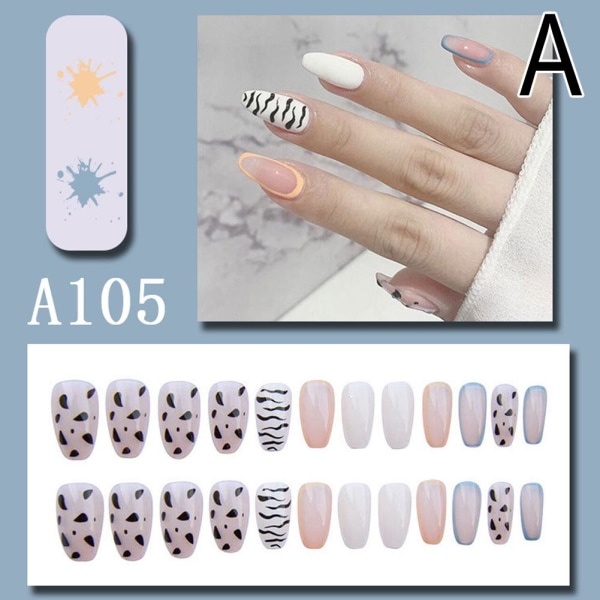 24ST Nail art med lim Pressa på naglar Nail Art Patch Fake Nail  A105 one-size