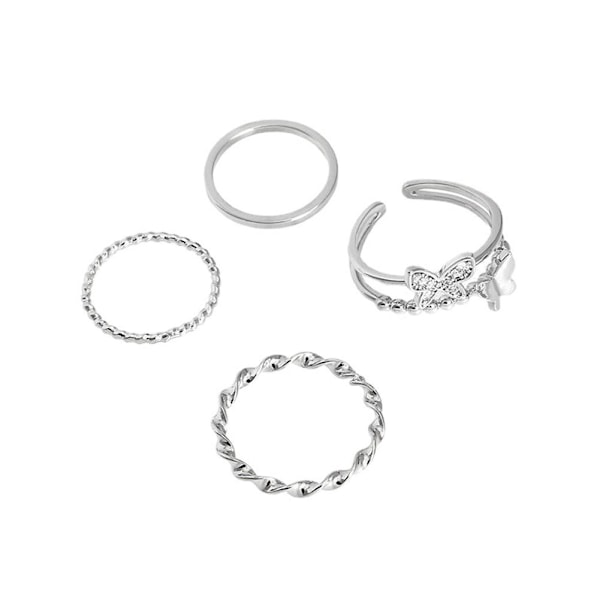 Set Fjärilsring Justerbar Legering Hip Hop Ring Dam Tjejer A8p1