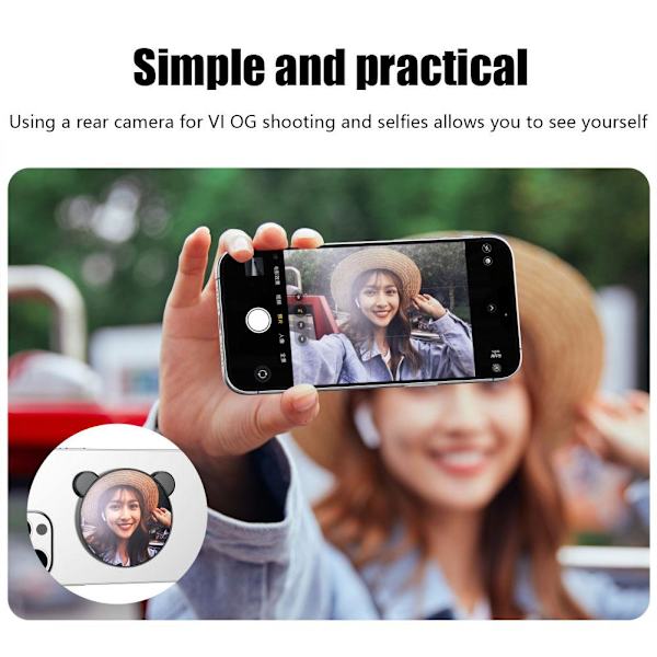 Magnetisk Selfie-spegel för bakkamera, Smal Mobiltelefon Selfie-spegel Hot M3 black one size