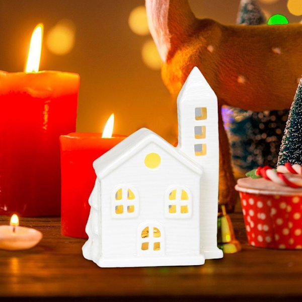 Keramisk Julby Set LED Julby Hus O9H8 юг э☆ Y4A2 D9K3 RH2252 one-size