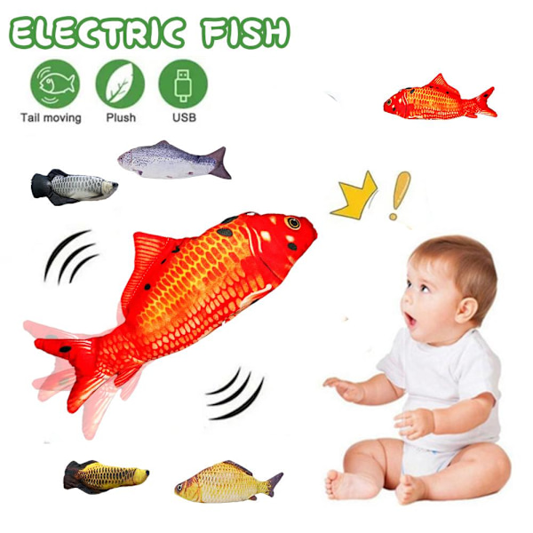 Elektrisk fiskleksak för barn som kan sjunga och hoppa, simulerad plysch elektrisk fiskleksak för J8T3 C one-size
